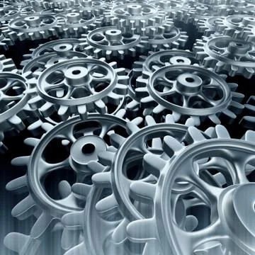 White gears and cogs macro Illustrazione stock