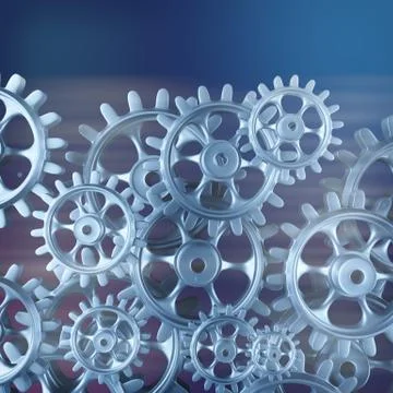 White gears and cogs macro Stock Illustration