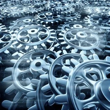 White gears and cogs macro Stock Illustration