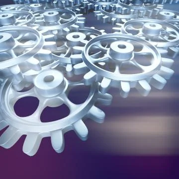 White gears and cogs macro Illustrazione stock