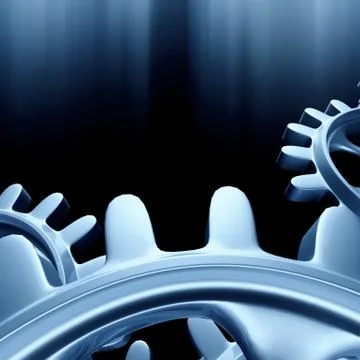 White gears and cogs macro Stock Illustration
