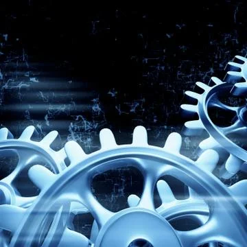 White gears and cogs macro Illustrazione stock