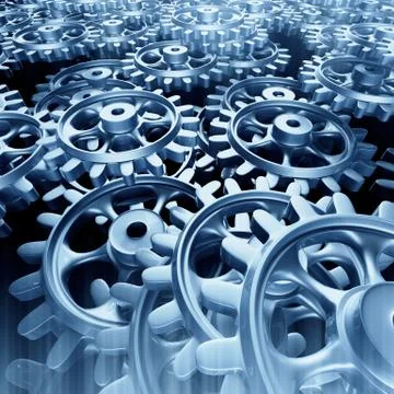 White gears and cogs macro Stock Illustration
