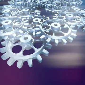 White gears and cogs macro Illustrazione stock