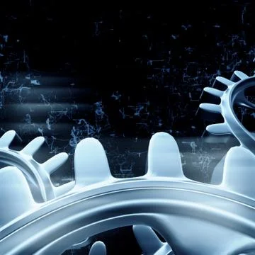 White gears and cogs macro Stock Illustration