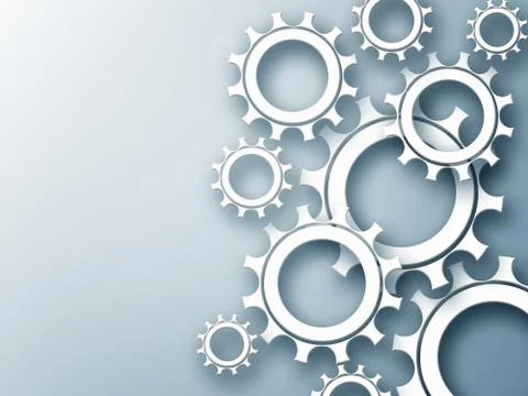 White Gears Background Stock Illustration