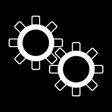 White gears on a black background Ilustración de archivo