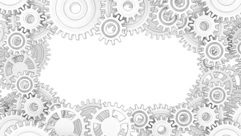 White gears form a frame. Background of the mechanisms. Video stock 133346975
