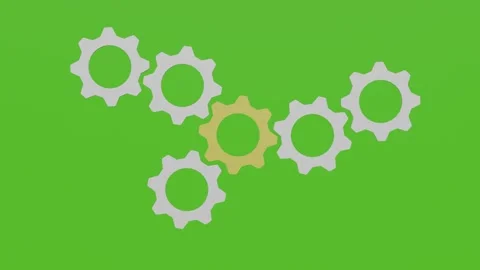 White gears with one gold one. the concept of the working mechanism Stock Footage 281868090