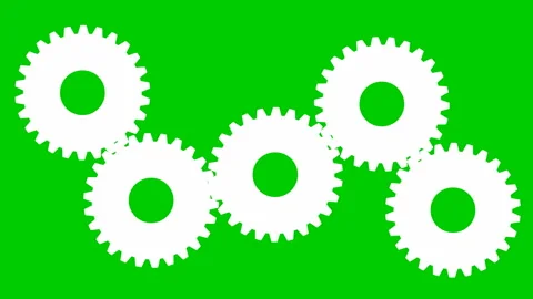 White gears spin 2 green Stock Footage 154449604