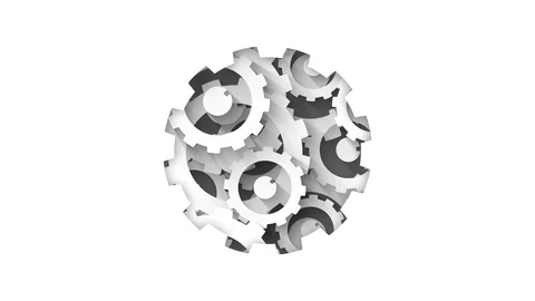 White gears system industrial technology concept abstract background loop ani Stock Footage 94697016