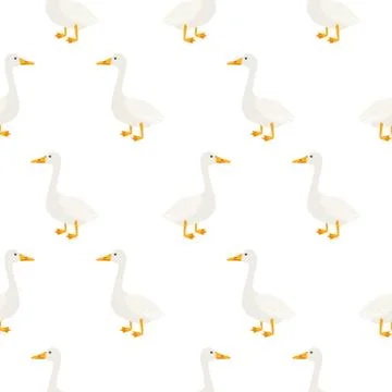 White geese seamless vector pattern イラスト素材