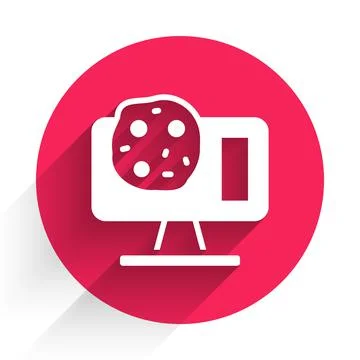 White Genetic engineering modification on laptop icon isolated with long shadow 스톡 일러스트