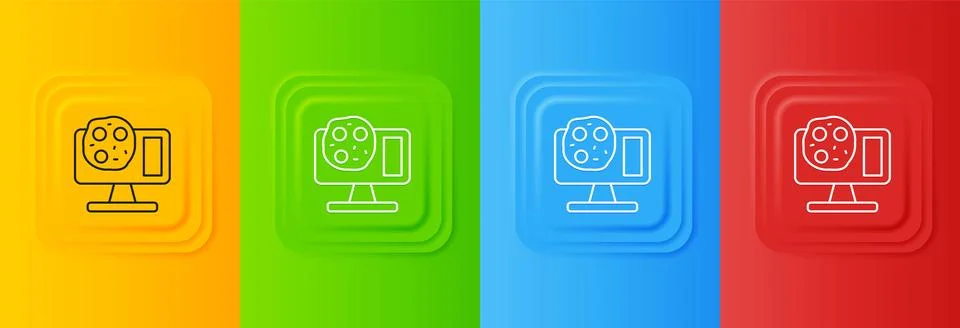 White Genetic engineering modification on laptop icon isolated on colorful .. イラスト素材