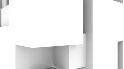 White geometric background. Volumetric cubes and parallelepipeds rotate Stock Footage 146531486