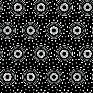White geometric circle seamless pattern on a black background Stockillustratie