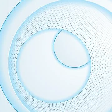 White geometric circles with blue dotted lines abstract background Stock Illustration