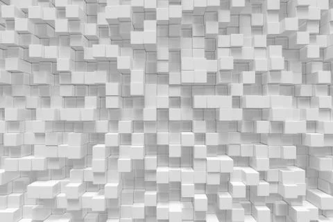 White geometric cube, cubical, boxes, squares form abstract background. Abstract Stock Illustration