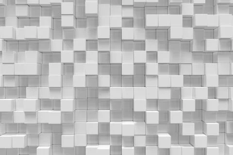 White geometric cube, cubical, boxes, squares form abstract background. Abstract Stock Illustration