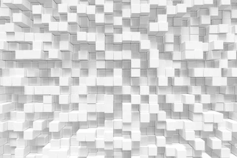 White geometric cube, cubical, boxes, squares form abstract background. Abstract Stock Illustration