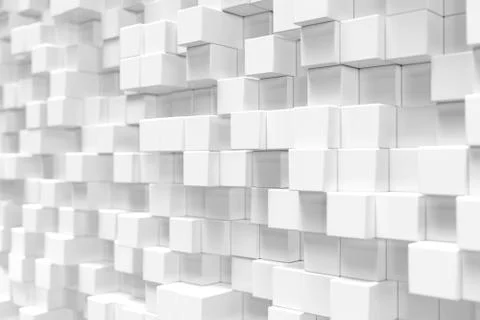 White geometric cube, cubical, boxes, squares form abstract background. Abstract Illustrazione stock