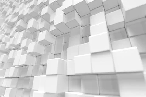 White geometric cube, cubical, boxes, squares form abstract background. Abstract Illustrazione stock