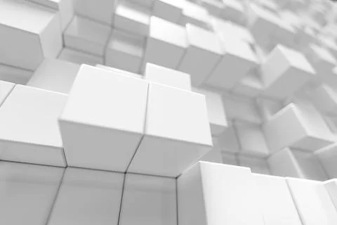 White geometric cube, cubical, boxes, squares form abstract background. Abstract Stock Illustration