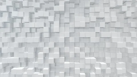 White geometric cube, cubical, boxes, squares form abstract background. Abstract イラスト素材