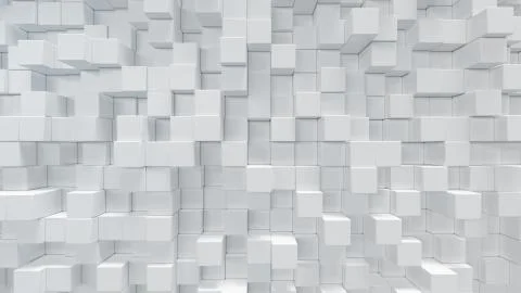 White geometric cube, cubical, boxes, squares form abstract background. Abstract Illustrazione stock