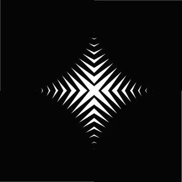 White geometric diamond shape formed by chevron arrows on black Stock Illustration