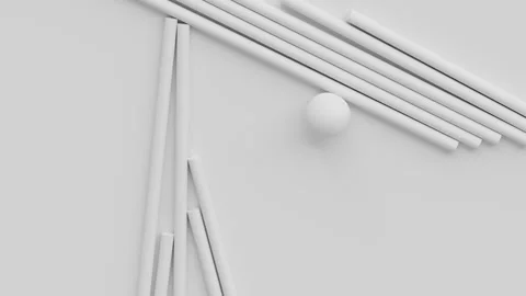 White geometric figures falling down. 3d render of primitive shapes swing. Stock Footage 132543412