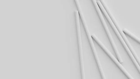 White geometric figures falling down. 3d render of primitive shapes swing. Stock Footage 132609364