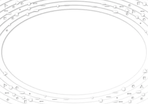 White geometric frame papercut background, oval abstract mixed 3d design pattern Illustrazione stock