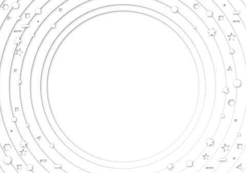 White geometric frame papercut background, circle round abstract mixed 3d design Stockillustratie