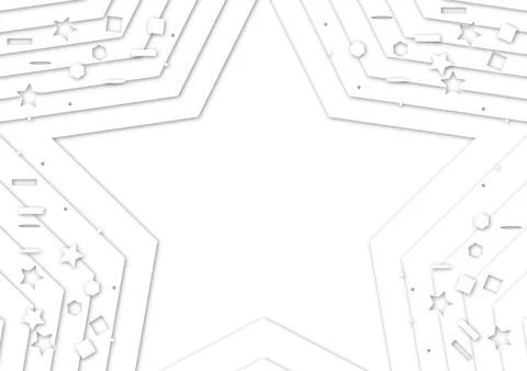 White geometric frame papercut background, star abstract mixed 3d design pattern Stock Illustration