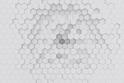 White geometric hexagonal abstract background. 3d rendering Stock Illustration