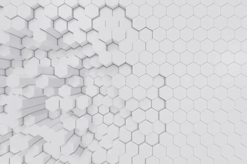 White geometric hexagonal abstract background. 3d rendering Stock Illustration