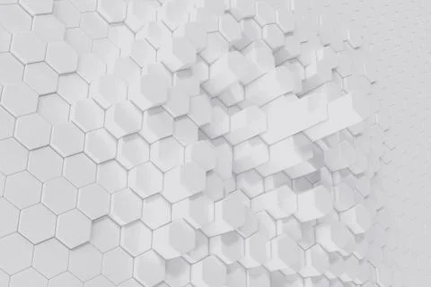 White geometric hexagonal abstract background. 3d rendering 库存插图