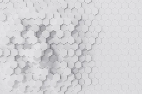 White geometric hexagonal abstract background. 3d rendering Illustrazione stock