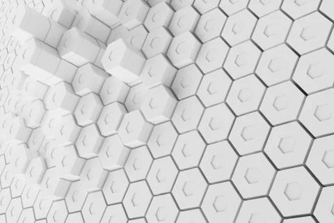White geometric hexagonal abstract background, 3d rendering イラスト素材