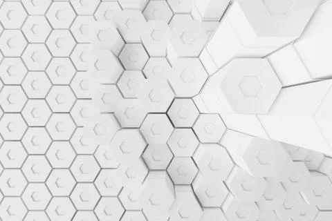 White geometric hexagonal abstract background, 3d rendering 스톡 일러스트
