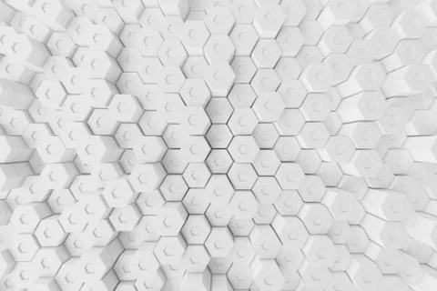 White geometric hexagonal abstract background, 3d rendering Stock Illustration