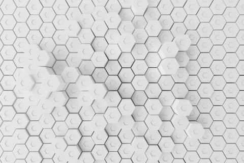White geometric hexagonal abstract background, 3d rendering Illustrazione stock