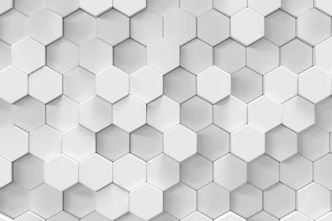 White geometric hexagonal abstract background, 3d rendering 库存插图