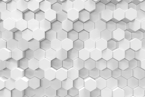 White geometric hexagonal abstract background, 3d rendering Stock Illustration