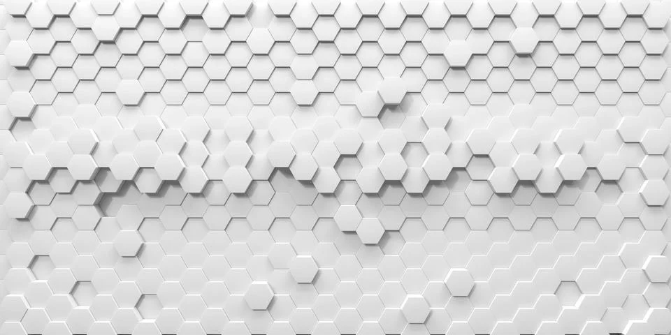 White geometric hexagonal abstract background, 3d rendering Stock Illustration