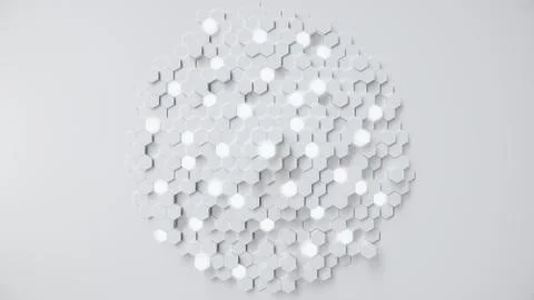 White geometric hexagonal abstract background. Surface hexagon pattern with Stock Illustration