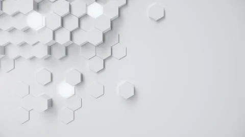 White geometric hexagonal abstract background. Surface polygon pattern with イラスト素材