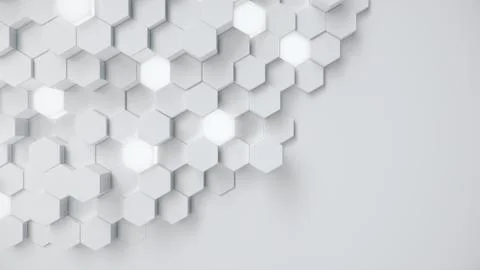 White geometric hexagonal abstract background. Surface polygon pattern with Stock Illustration