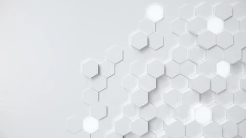 White geometric hexagonal abstract background. Surface polygon pattern with Stock Illustration